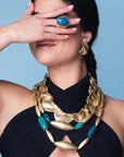 Anello colore oro con pietra blu - Mya Accessories