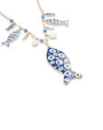 Collana charms pesce in Metallo color Oro - Blu - Bianco - Mya Accessories