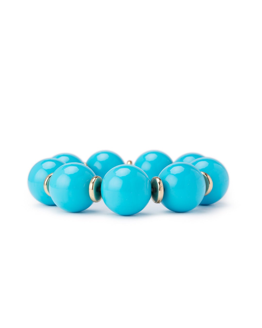 Bracciale elastico con sfere in acrilico azzurro, con rondelle in metallo - Mya Accessories