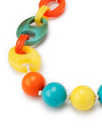 Collana girocollo in acrilico, con sfere gialle, turchese ed arancio - Mya Accessories