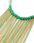 Collana girocollo con microcristalli verdi e frange a catena in ottone - Mya Accessories