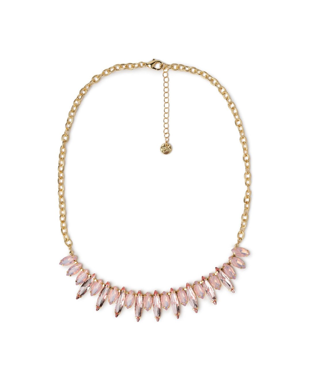 Collana girocollo a catena con pietre in vetro a forma di foglie rosa - Mya Accessories