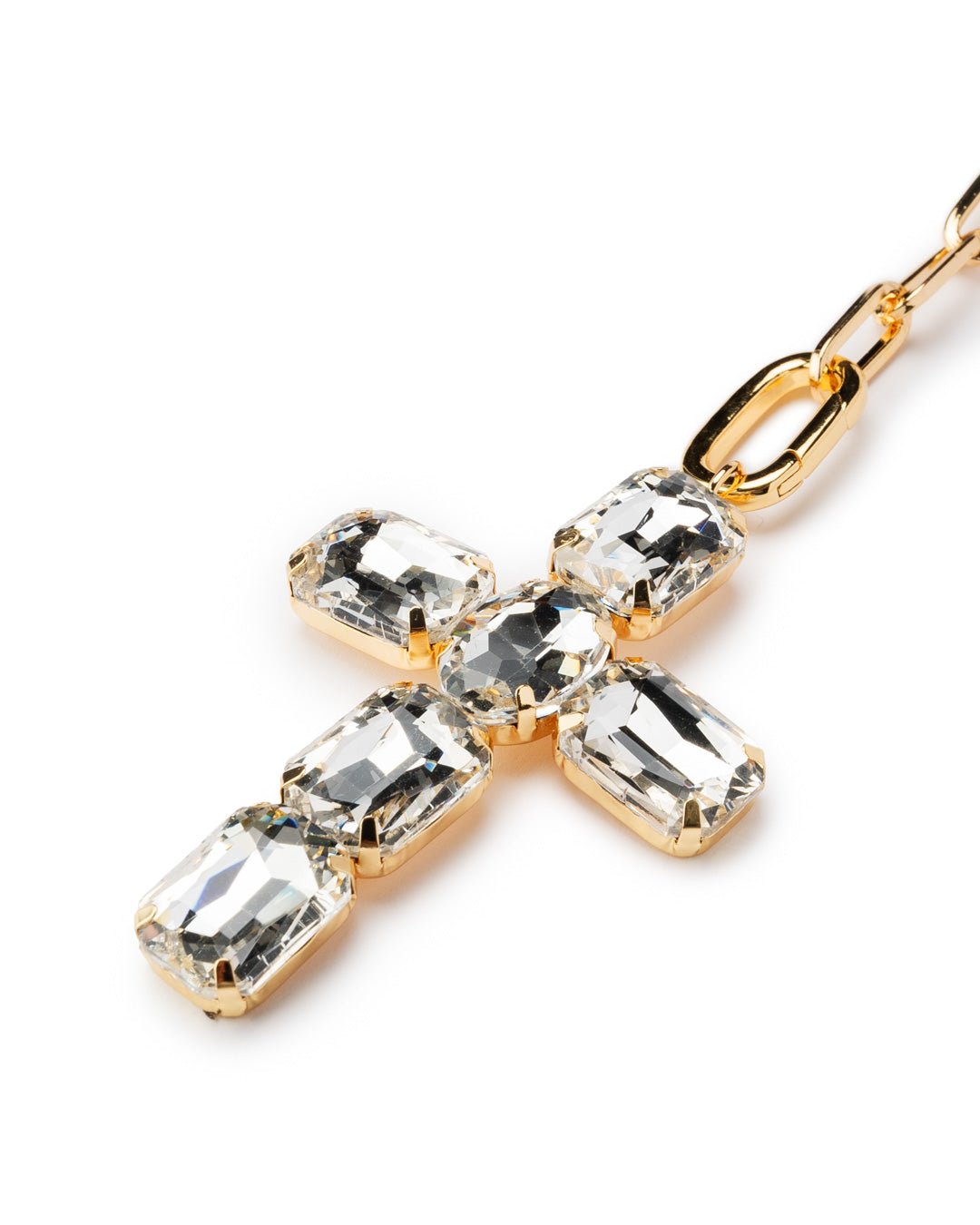 Collana a catena con doppio filo in ferro con pendente a croce in vetro crystal - Mya Accessories