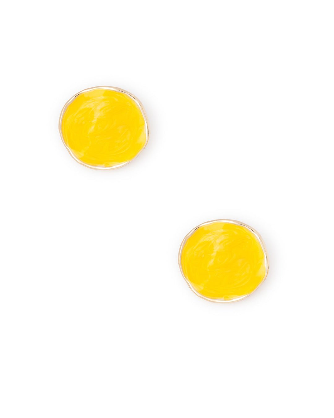 Orecchini a clip circolari in metallo smaltati giallo - Mya Accessories