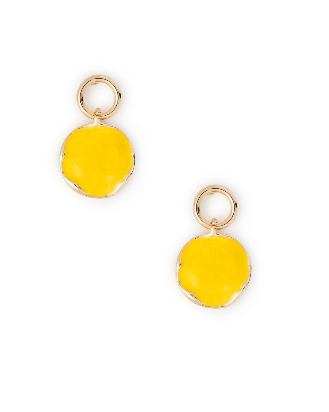Orecchini in metallo pendenti circolari smaltati giallo - Mya Accessories