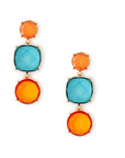 Orecchini in metallo pendenti con pietre in resina trasparente arancio e celeste - Mya Accessories