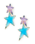 Orecchini in metallo pendenti stella rock in resina trasparente tono azzurro - Mya Accessories