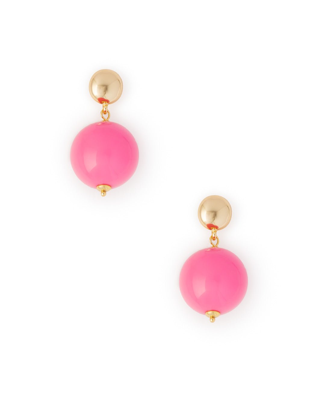 Orecchini in ottone con sfera XXL in acrilico rosa - Mya Accessories