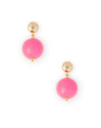 Orecchini in ottone con sfera XXL in acrilico rosa - Mya Accessories