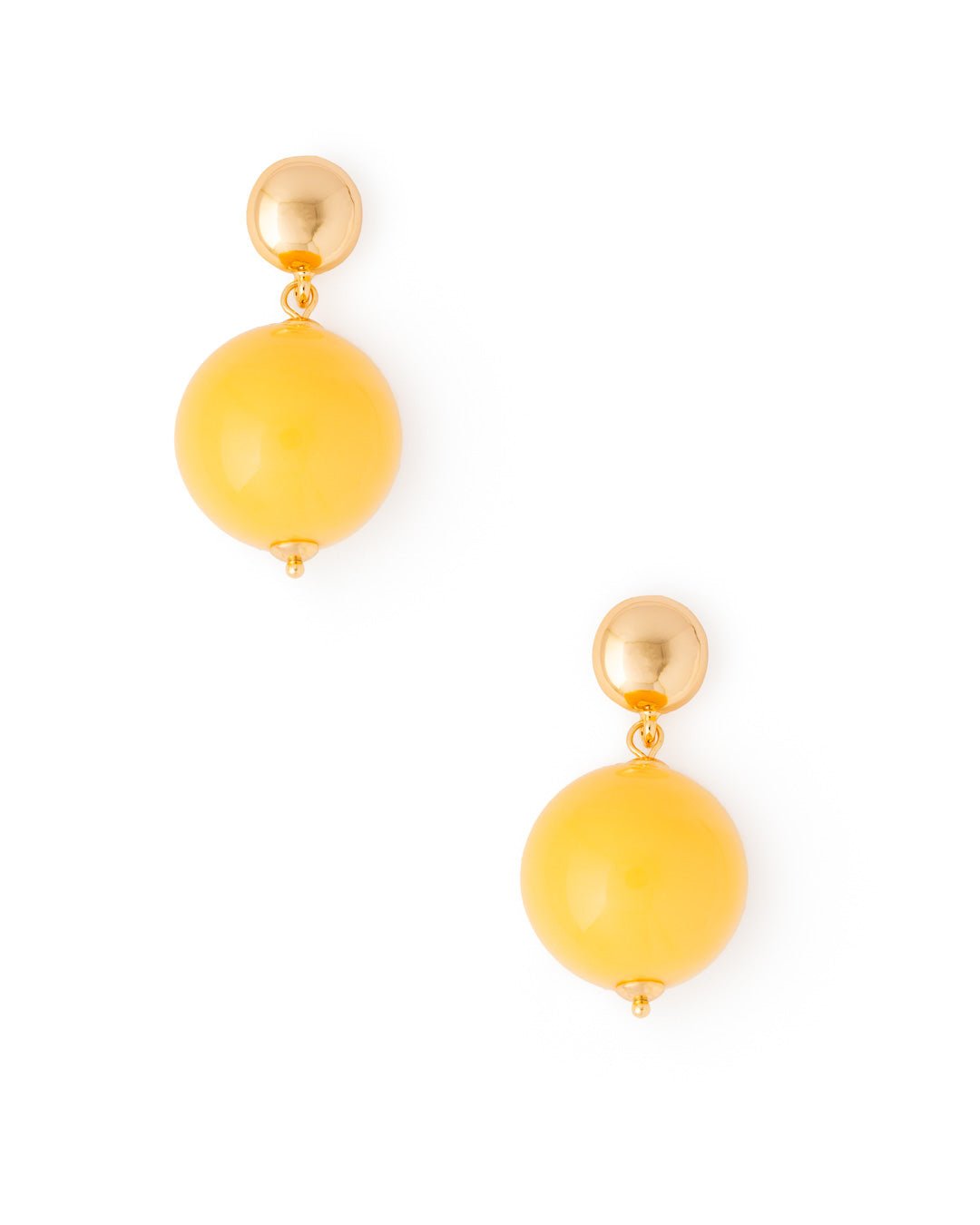 Orecchini in ottone con sfera XXL in acrilico giallo - Mya Accessories