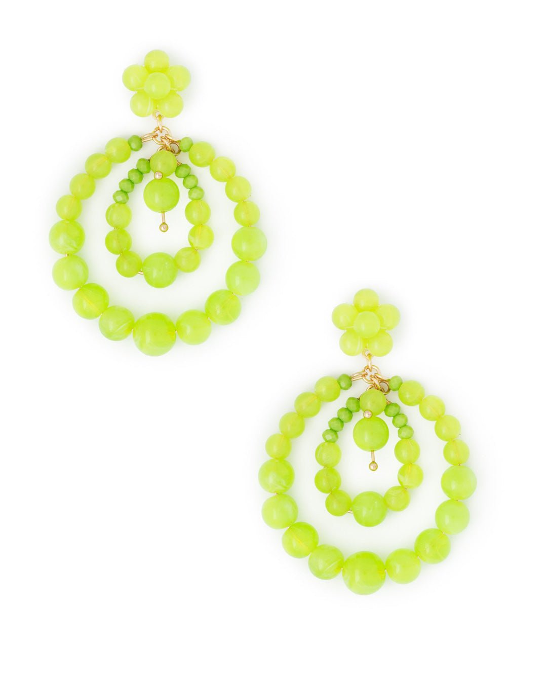 Orecchini strutturati a goccia con perline in acrilico verde lime - Mya Accessories