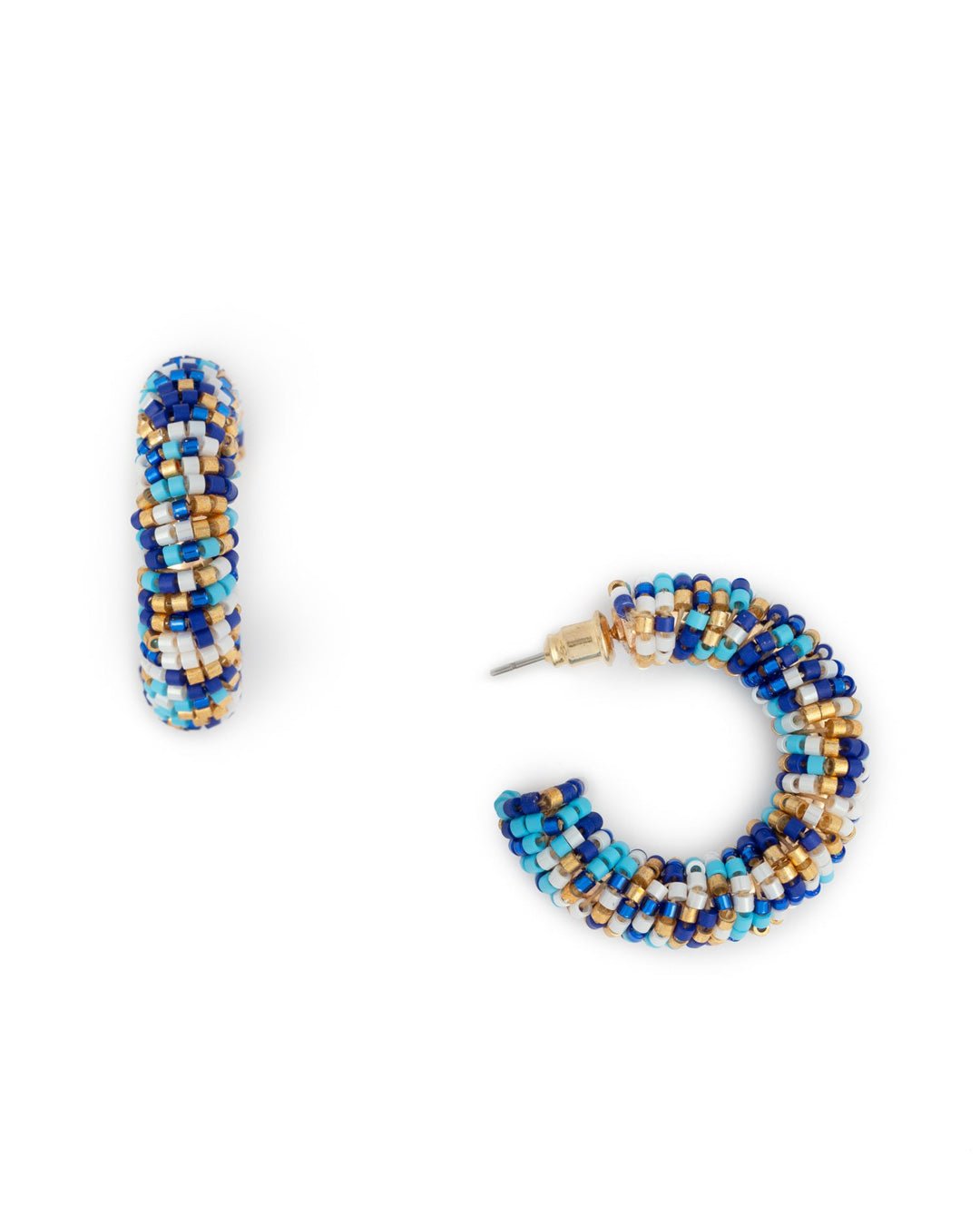Orecchini semicerchio con perline in vetro multi blu - Mya Accessories
