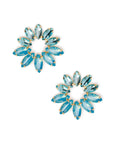 Orecchini in metallo a forma di fiore con pietre in vetro tono blu - Mya Accessories