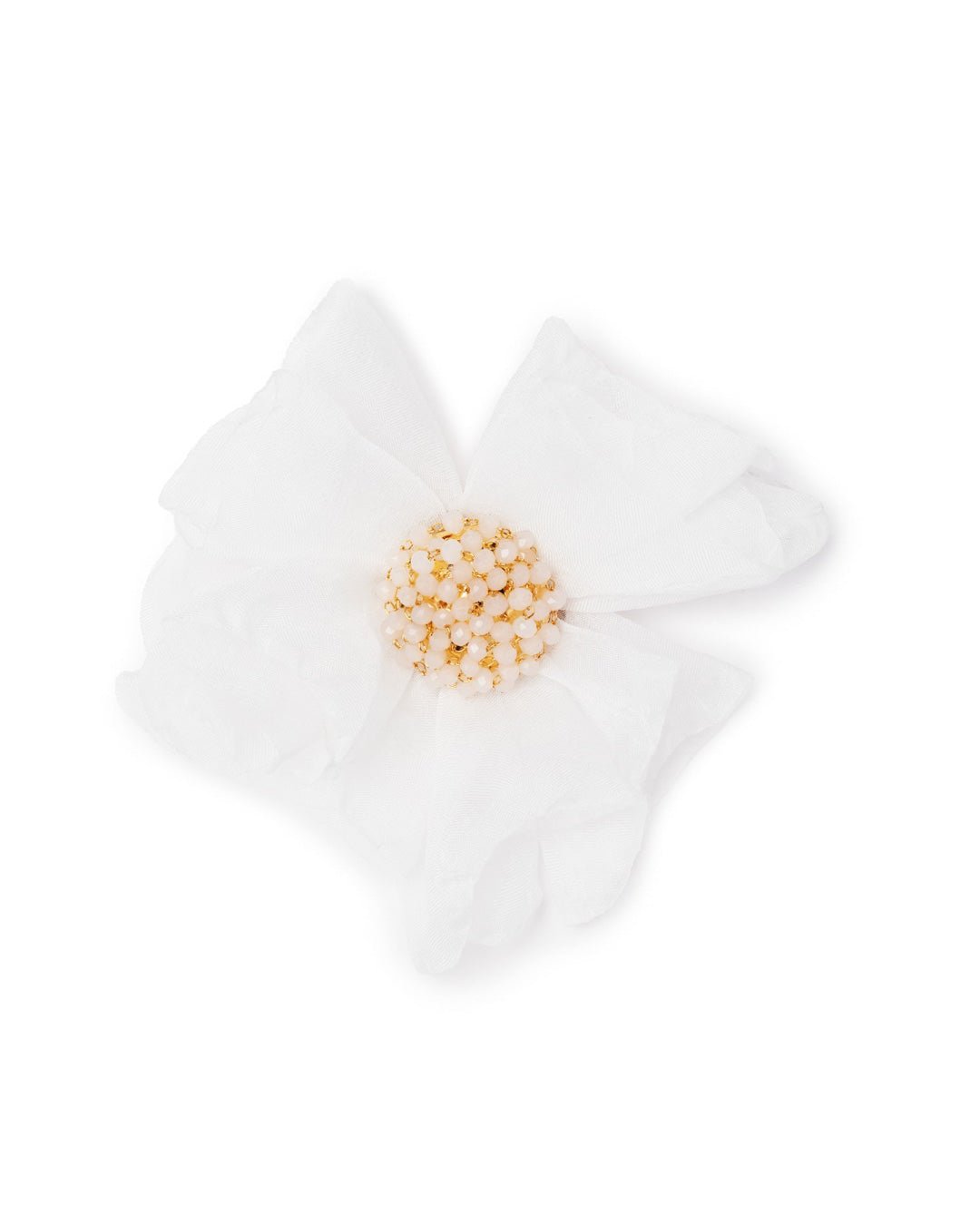 Spilla in tessuto a forma di fiore con microcristalli bianchi - Mya Accessories