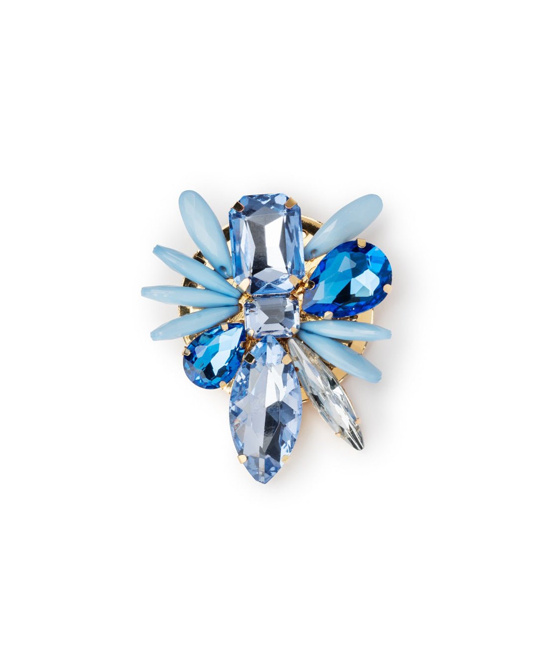 Spilla in ferro con fiore in vetro e acrilico tono blu - Mya Accessories