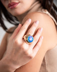 Anello elastico con pietra in vetro blu - Mya Accessories