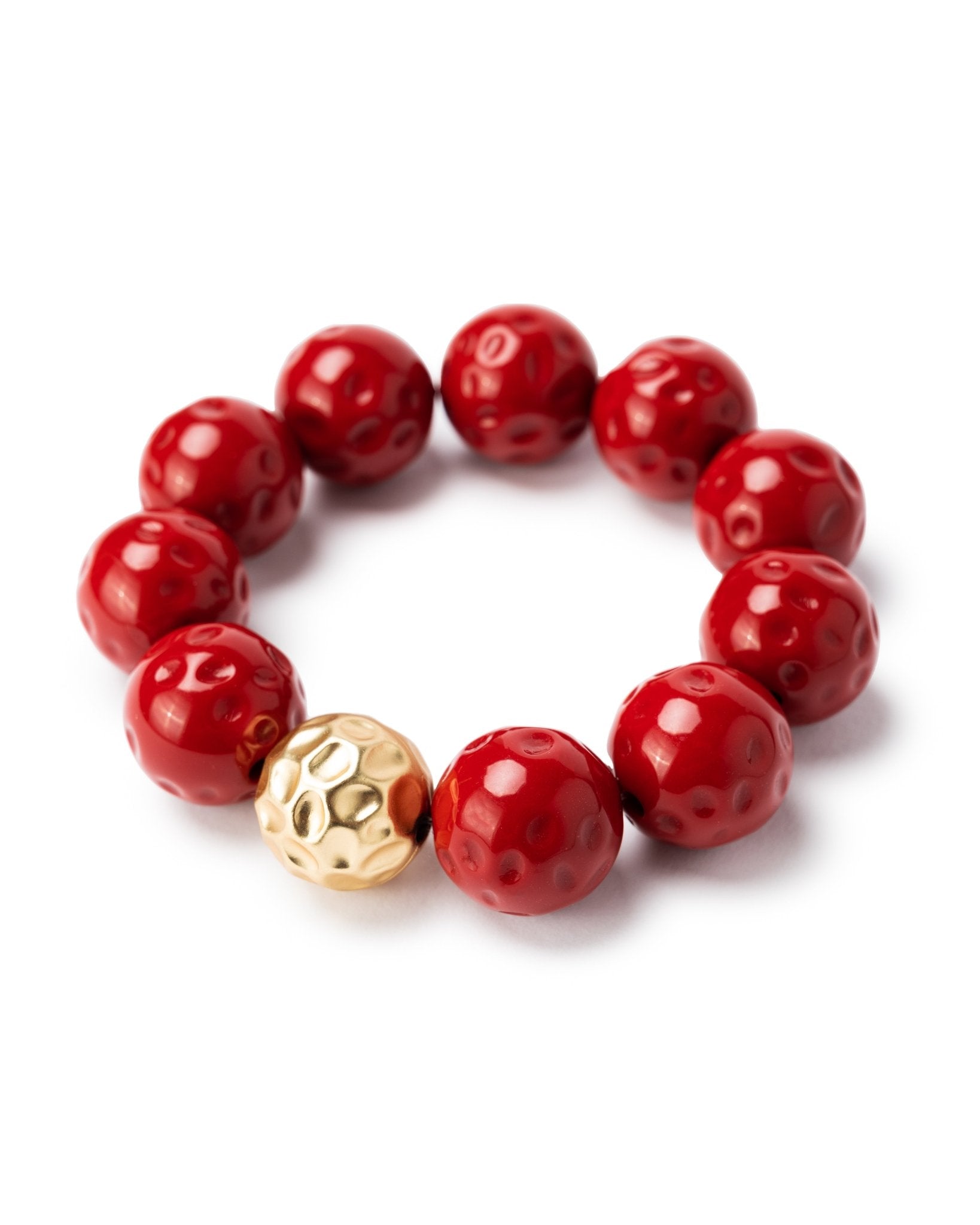 Bracciale con balls elastico, in acrilico rosso - Mya Accessories