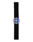 Cintura elastica nera, con fiore in vetro viola - Mya Accessories