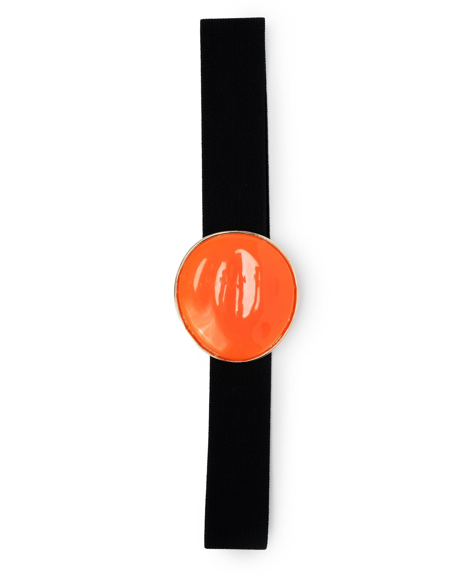 Cintura elastica nera, con medaglione in resina arancio - Mya Accessories