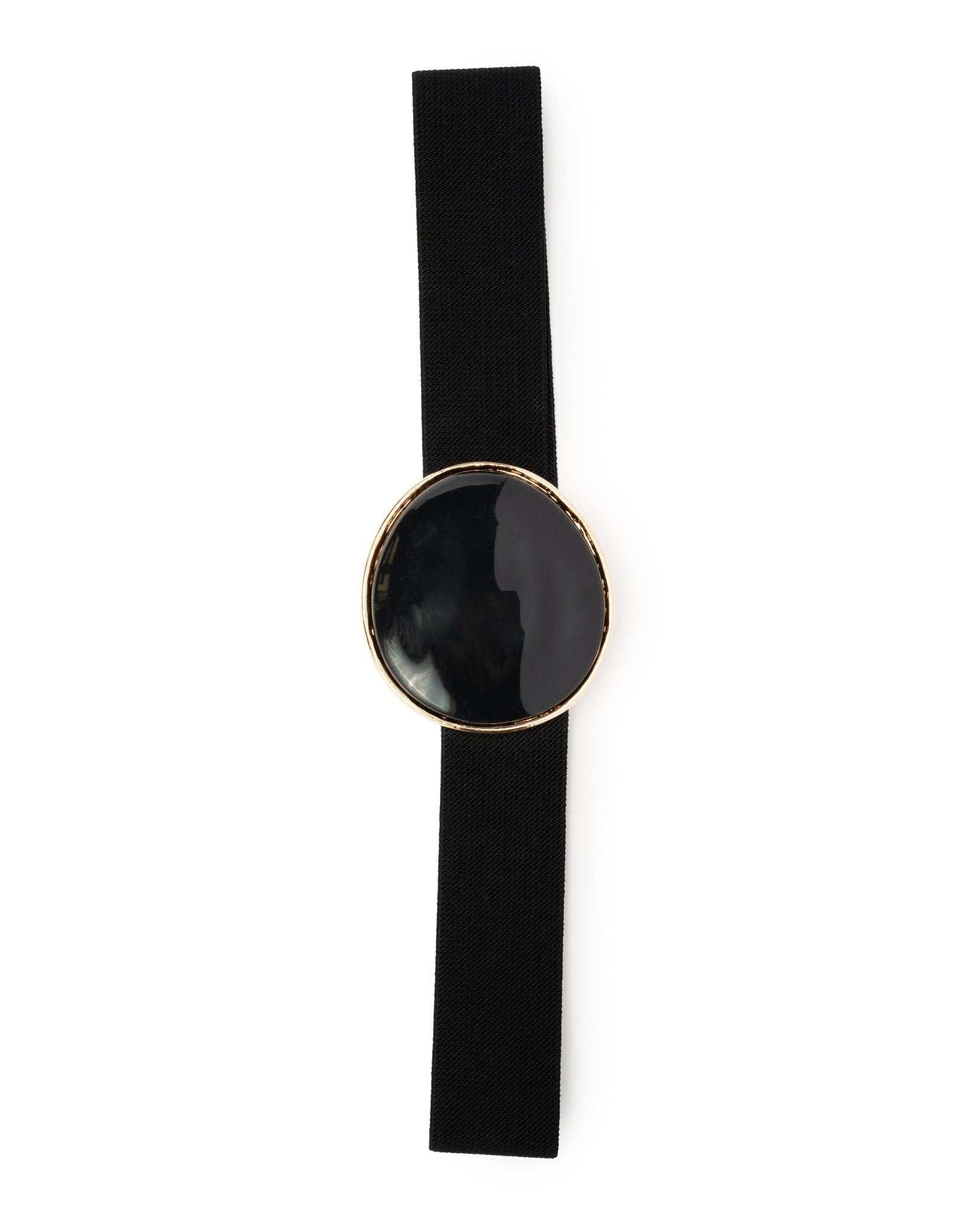 Cintura elastica nera, con medaglione in resina nera - Mya Accessories
