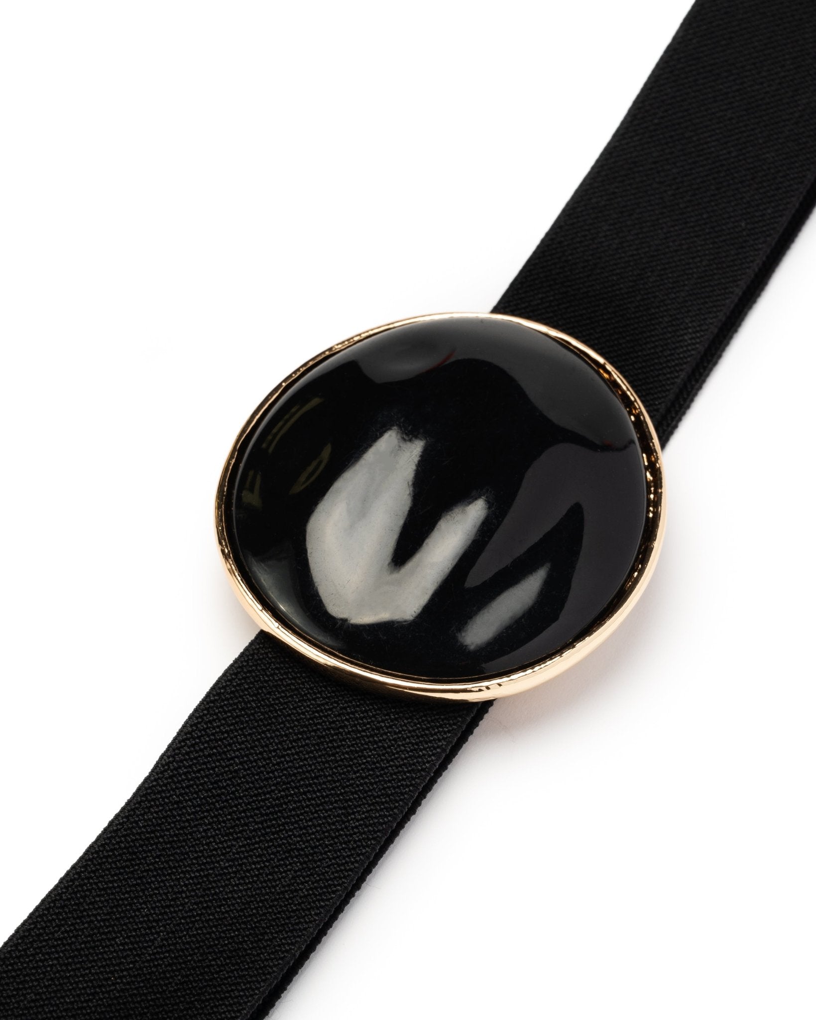 Cintura elastica nera, con medaglione in resina nera - Mya Accessories