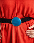 Cintura elastica nera, con medaglione in resina ottanio - Mya Accessories