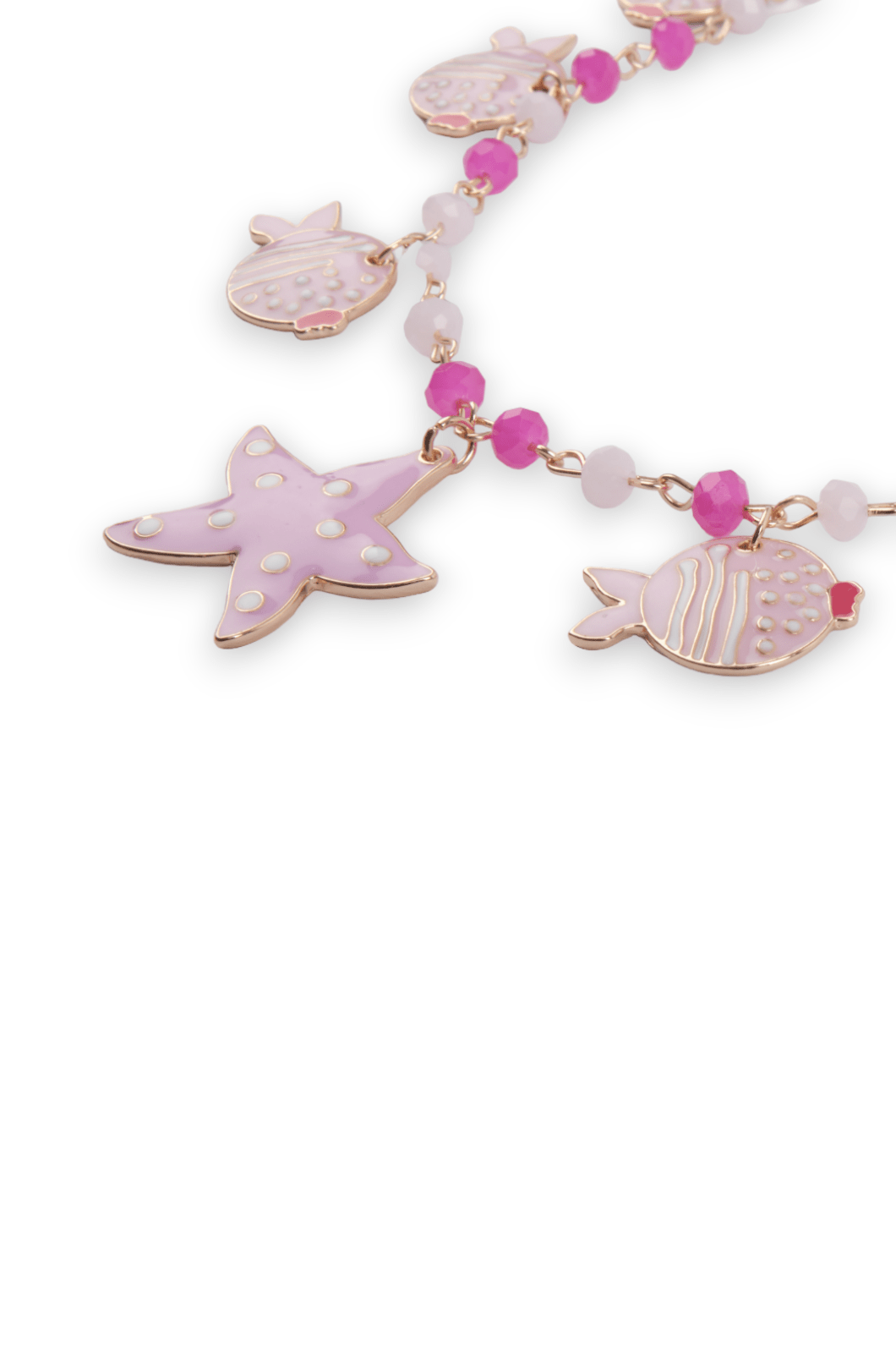 Collana vetro charms pesce in Metallo color Oro -Rosa e Bianco - Mya Accessories