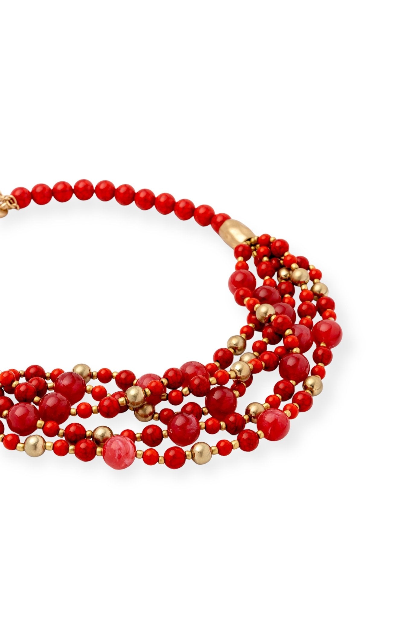 Collana Multifili con sfere rosse e oro - Mya Accessories
