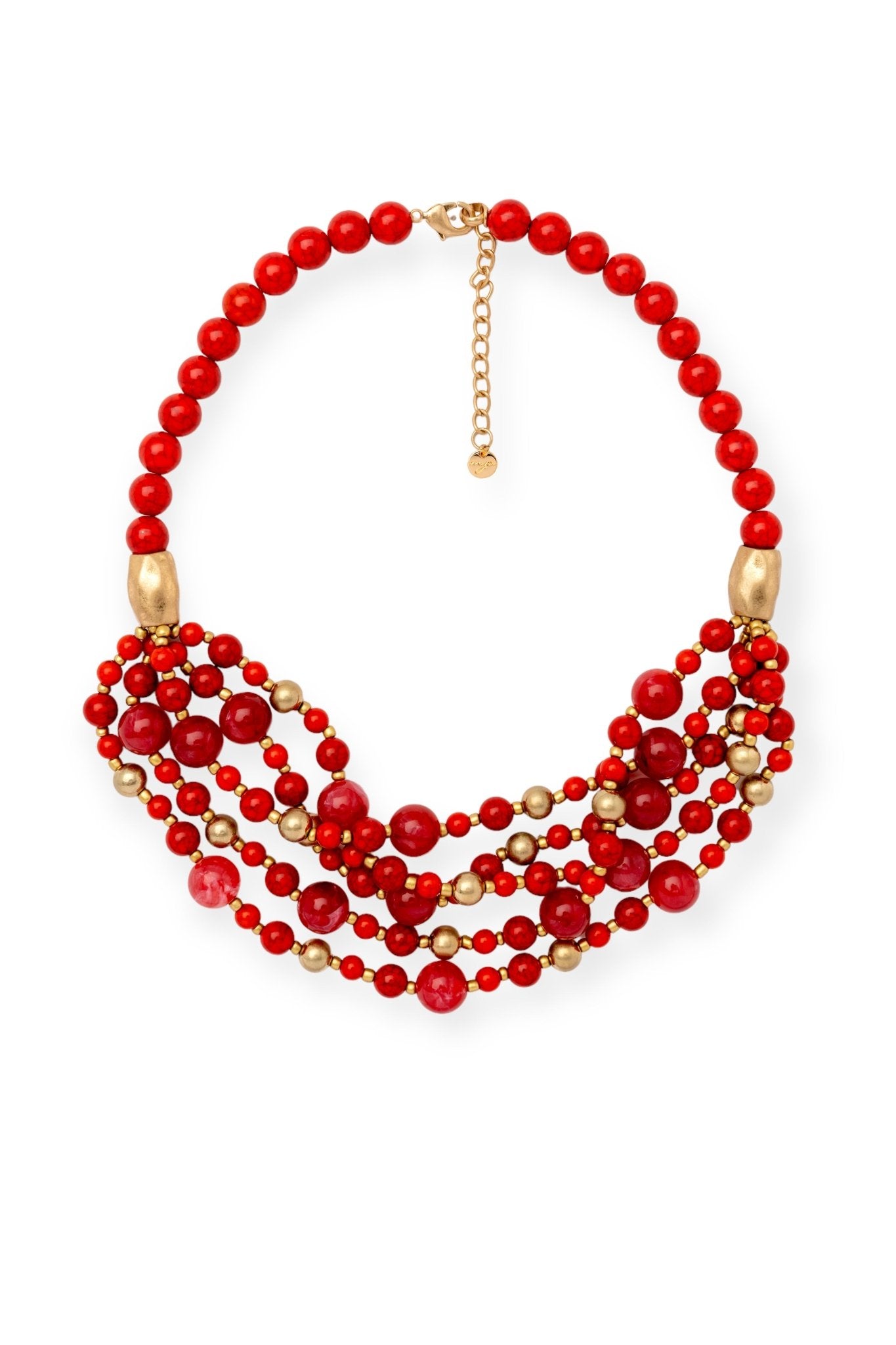 Collana Multifili con sfere rosse e oro - Mya Accessories