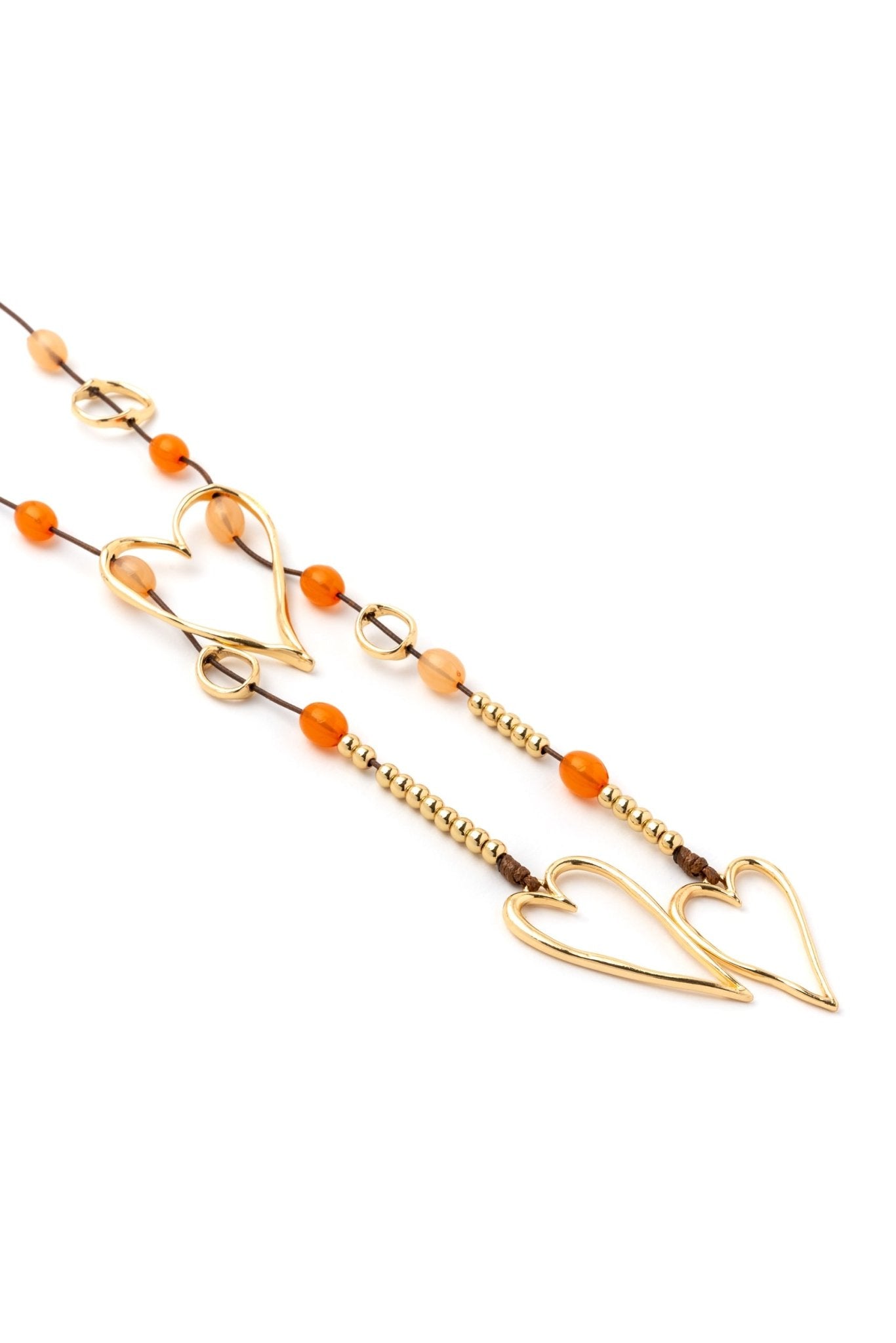 collana-laccio-pendente-cuore-metallo-pietre-acrilico-arancio-2-Mya Accessories