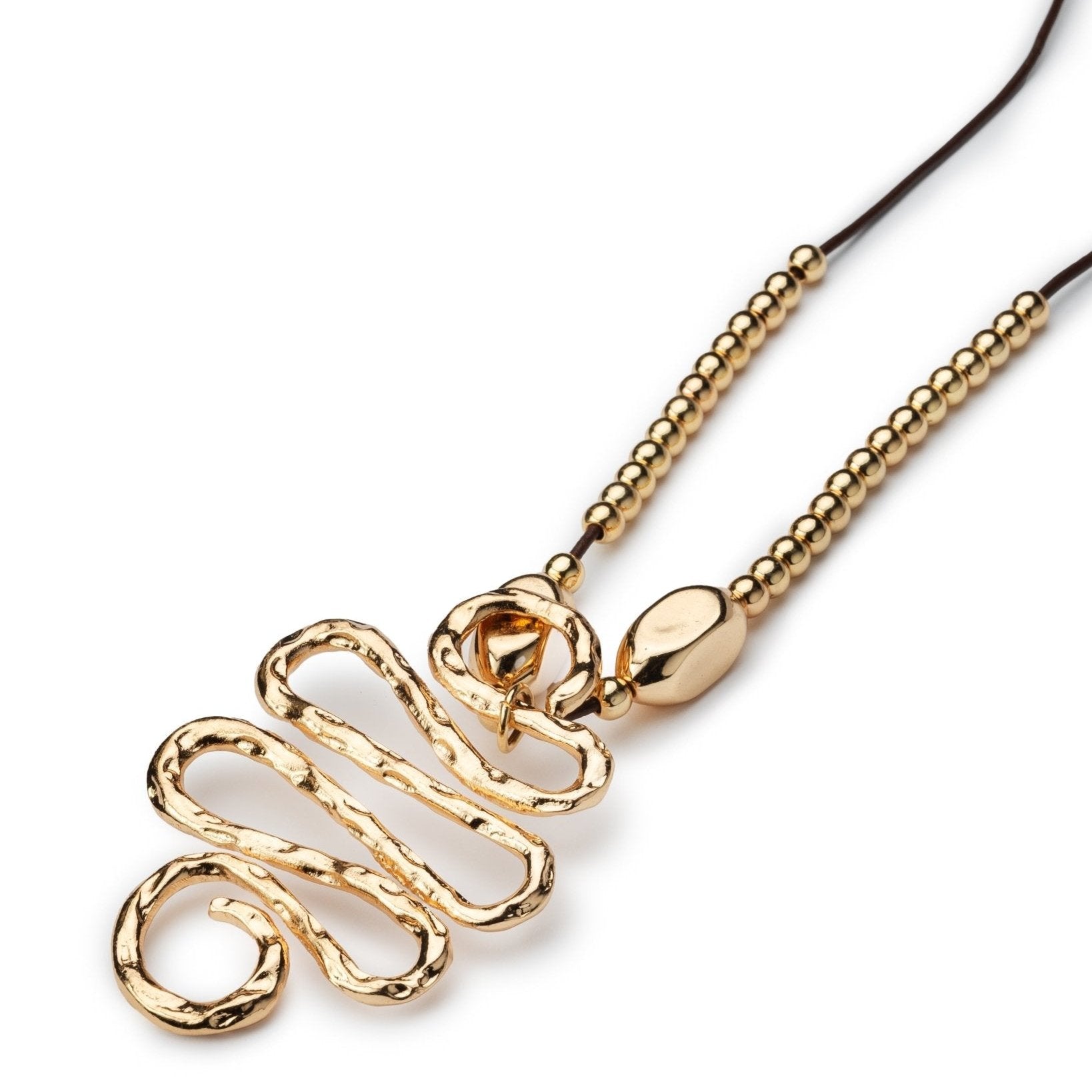 Collana lunga con laccio in cuio nero con serpente - Mya Accessories