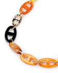 Collana lunga in metallo con inserti in acrilico arancio e gialli - Mya Accessories