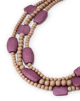 Collana multilinee lunga con pietre in acrilico rosa e fucsia - Mya Accessories
