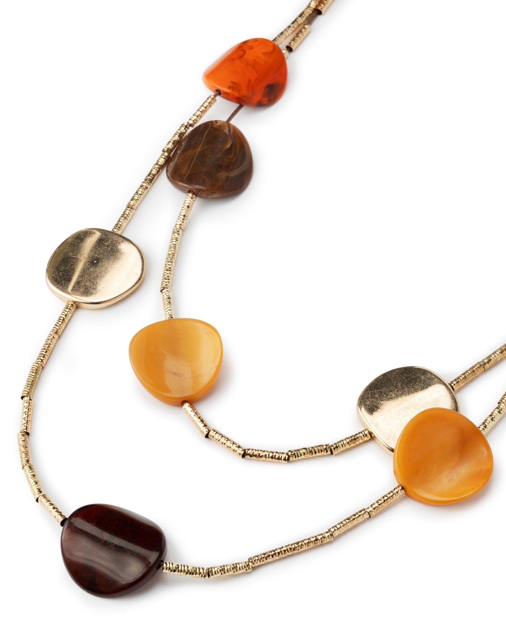 Collana a due fili in corda con inserti in resina multi arancio - Mya Accessories