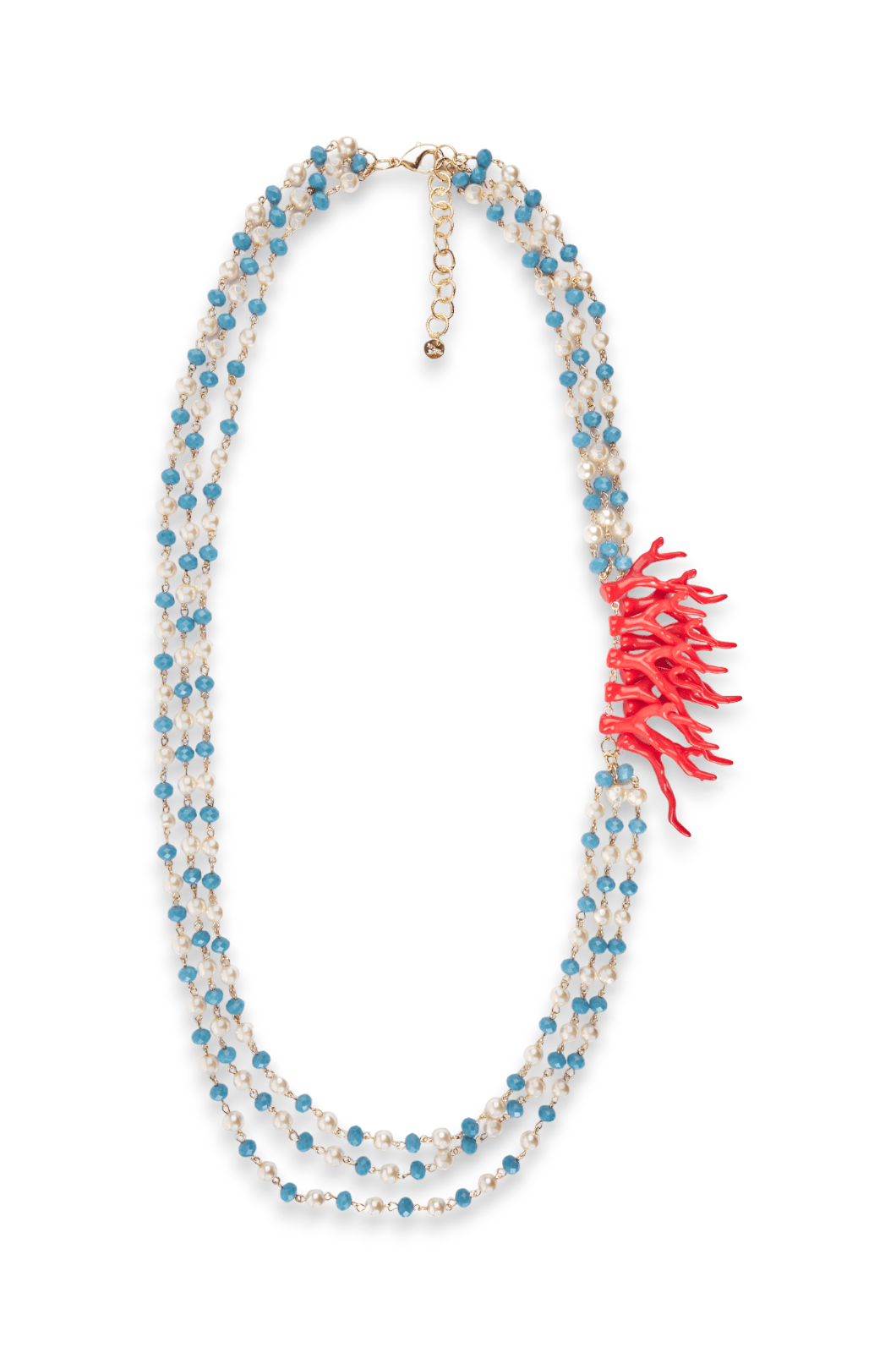 Collana Corallo multilinea perle bianche - Mya Accessories