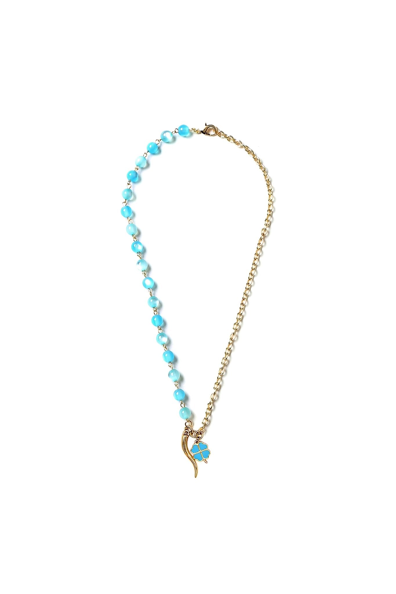 collana-perline-azzurro-charms-pendenti- Mya Accessories