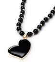 Collana con pietre nere con pendente a cuore - Mya Accessories