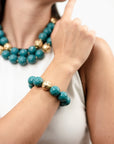 Bracciale con balls elastico, in acrilico celeste - Mya Accessories