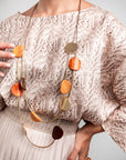 Collana a due fili in corda con inserti in resina multi arancio - Mya Accessories