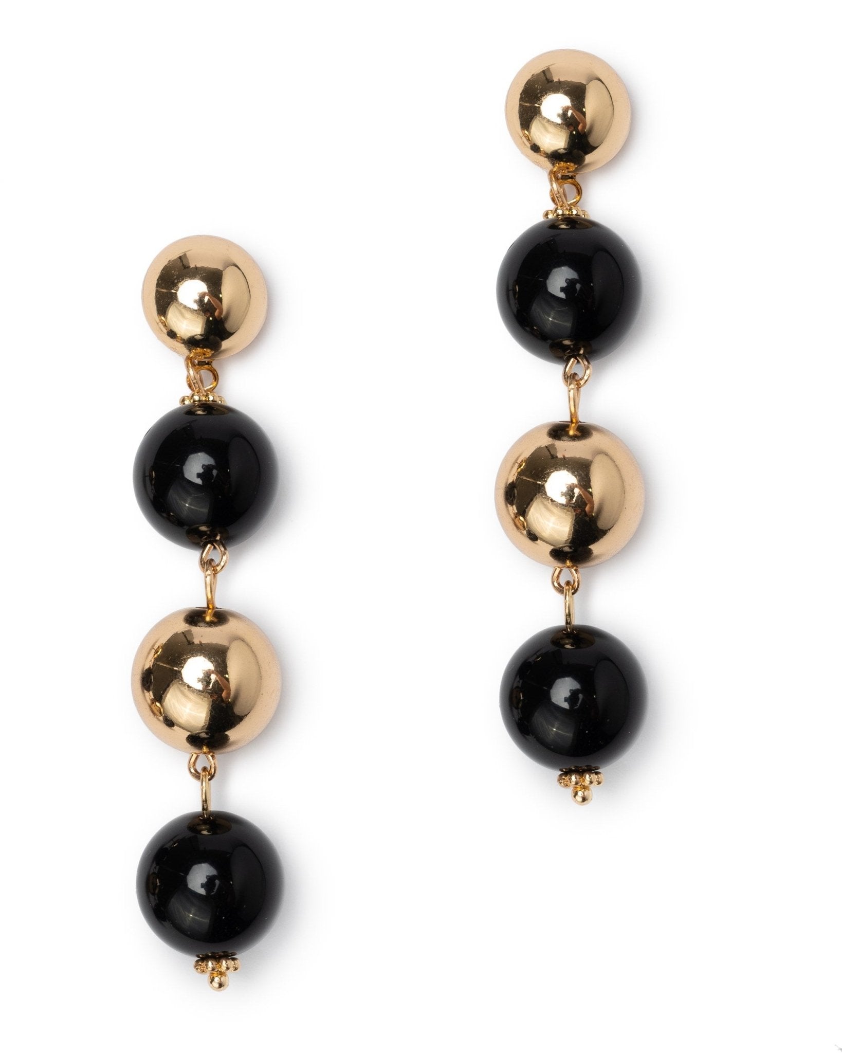 Orecchini balls in acrilico di colore nero e oro - Mya Accessories