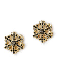 Orecchini fiocco di neve in metallo con strass neri - Mya Accessories