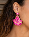 orecchini-pendenti-perline-fucsia-rosa-3- Mya Accessories