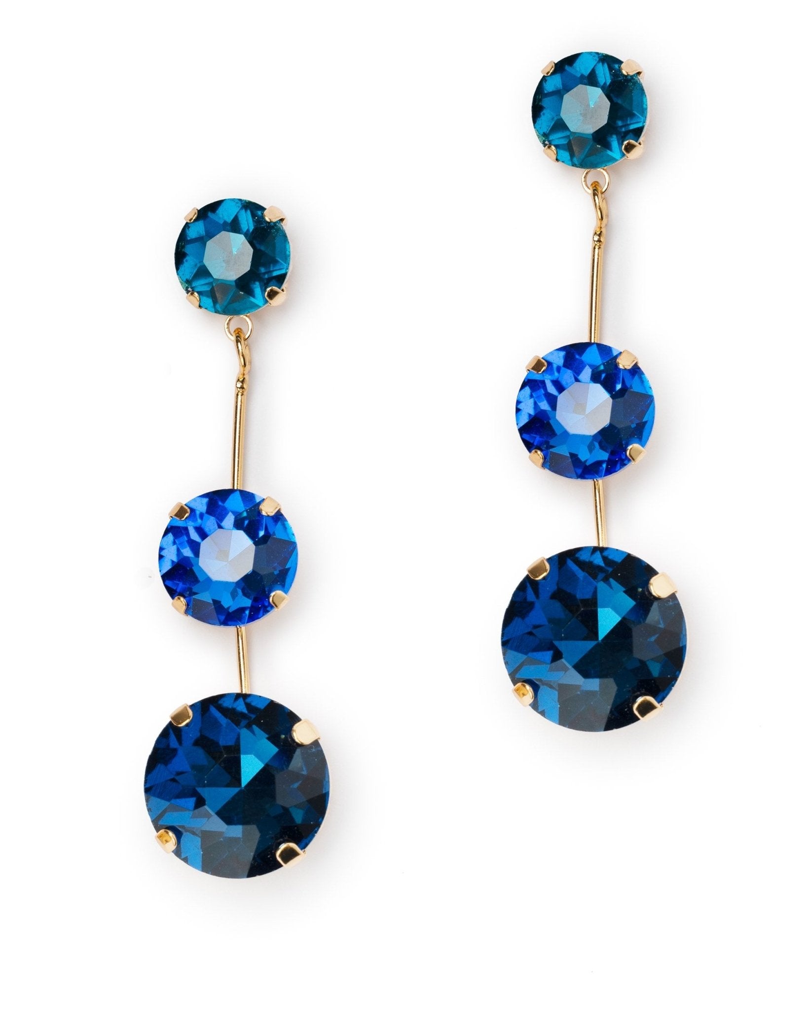 Orecchini pendente con tre pietre multi blu - Mya Accessories