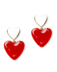 Orecchini con cuore smaltato rosso - Mya Accessories